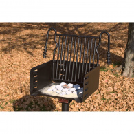 heavy duty park style charcoal grill fold back cooking grate left thumbnail