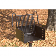 heavy duty park style charcoal grill fold back cooking grate right thumbnail