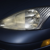 before and after use Sylvania Headlight Restoration Kit thumbnail